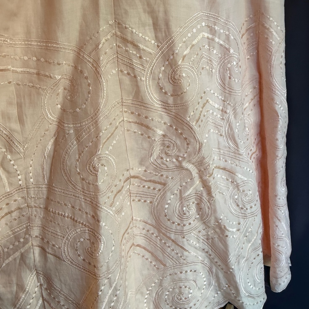Midi A-line Skirt, 100 % Linen, Vintage Style Modest Embroidered Size 16 - Picture 10 of 11